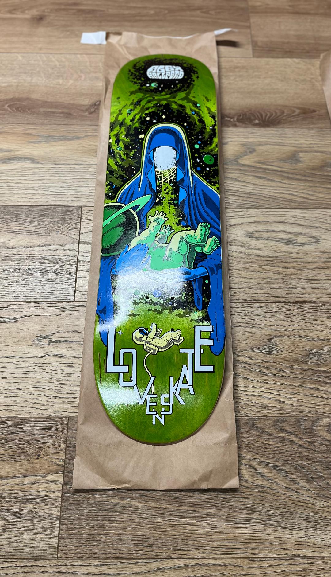 Lovenskate Cosmic Father Alex Hallford pro deck by Barf Comics 8.38"