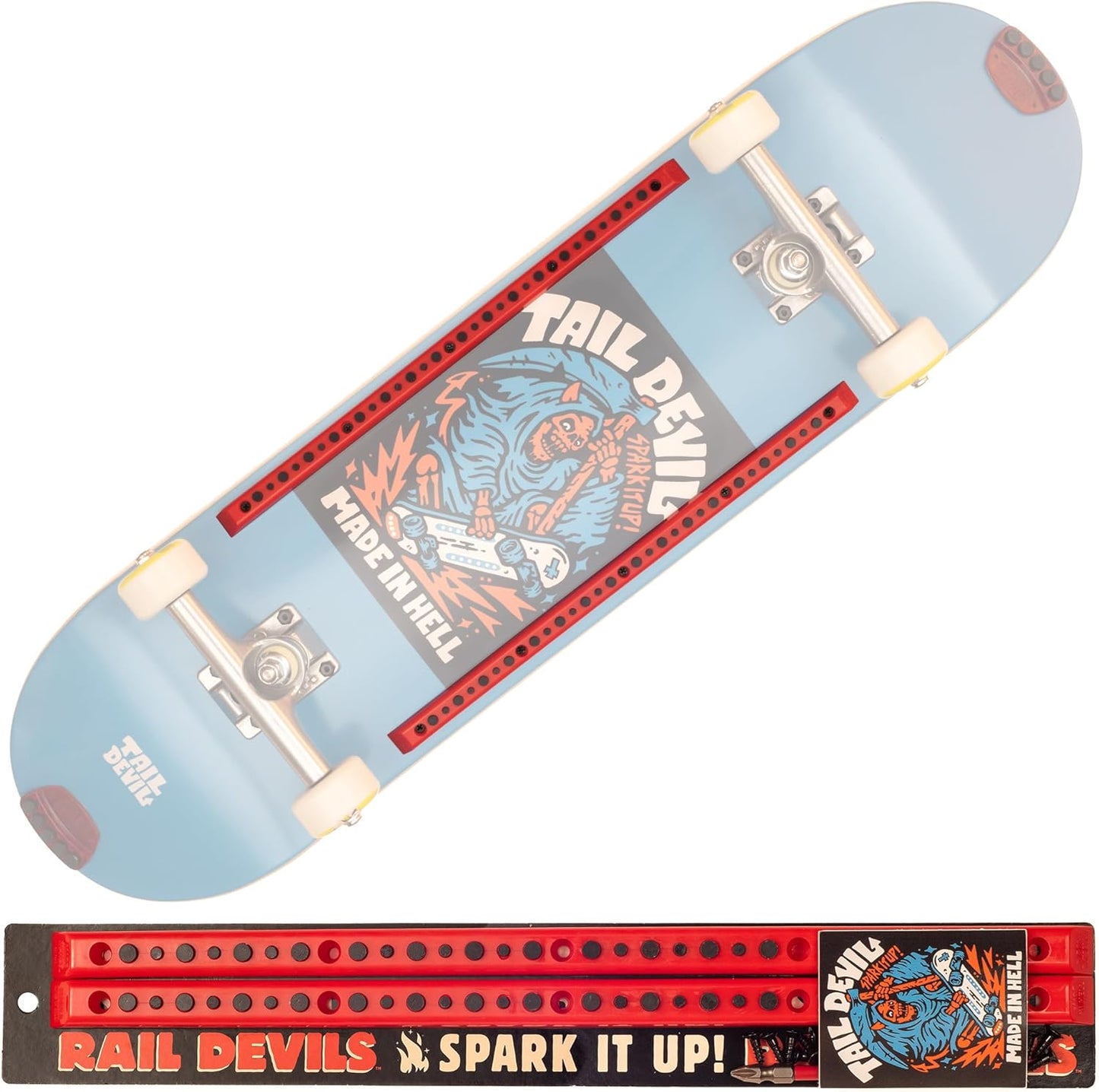 Rail Devils Sparking Skateboard Rails by Tail Devil - red
