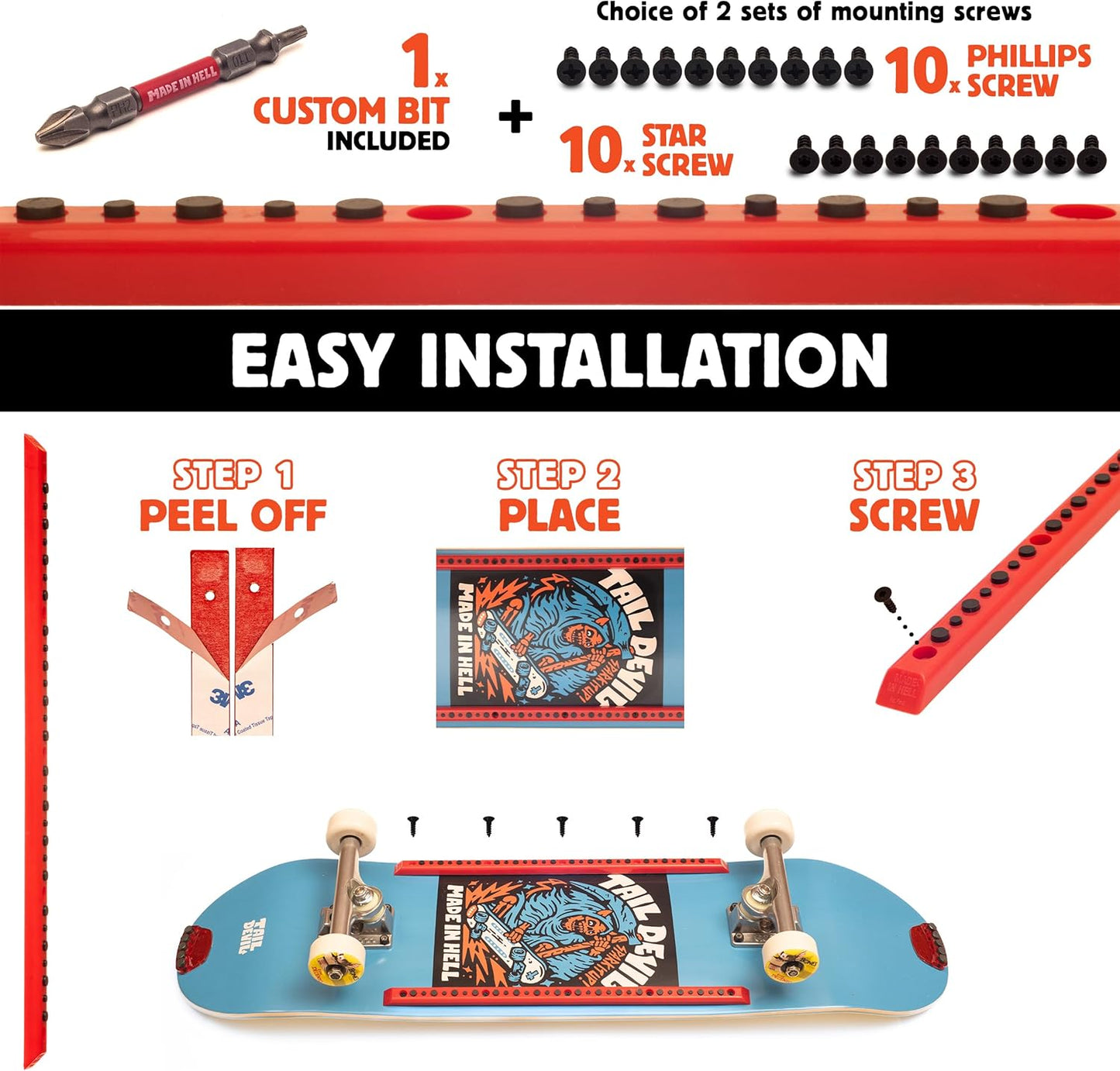 Rail Devils Sparking Skateboard Rails by Tail Devil - red