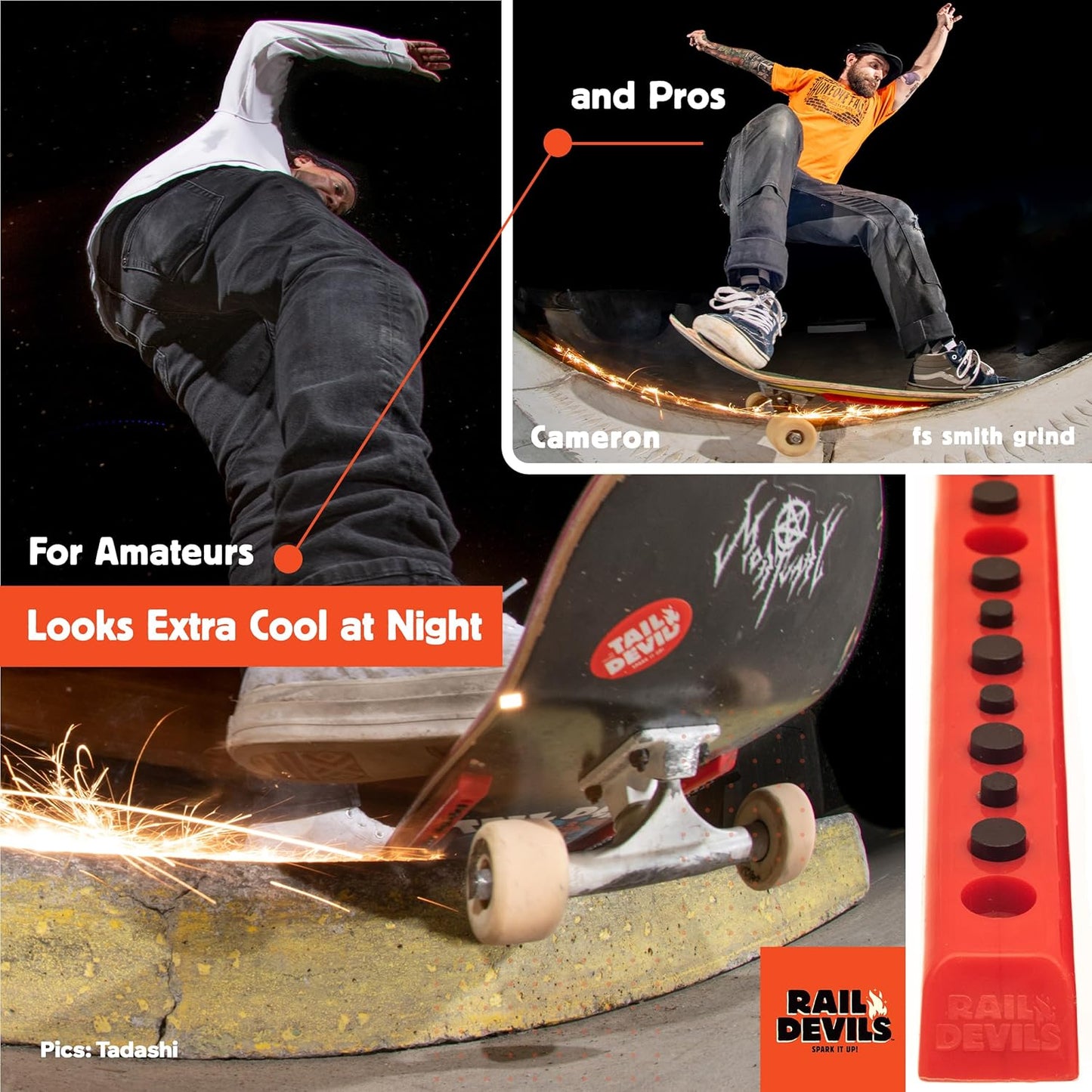 Rail Devils Sparking Skateboard Rails by Tail Devil - red