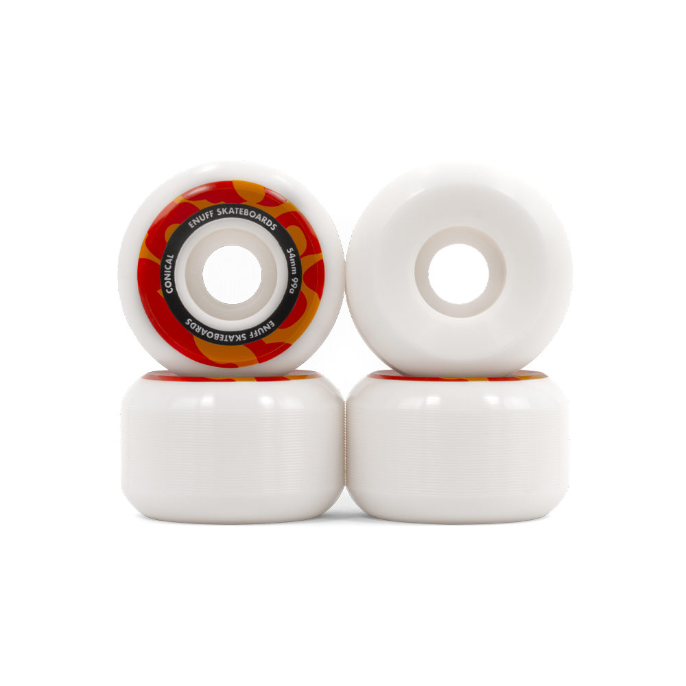 Enuff Conical Skateboard Wheels White Orange 54mm