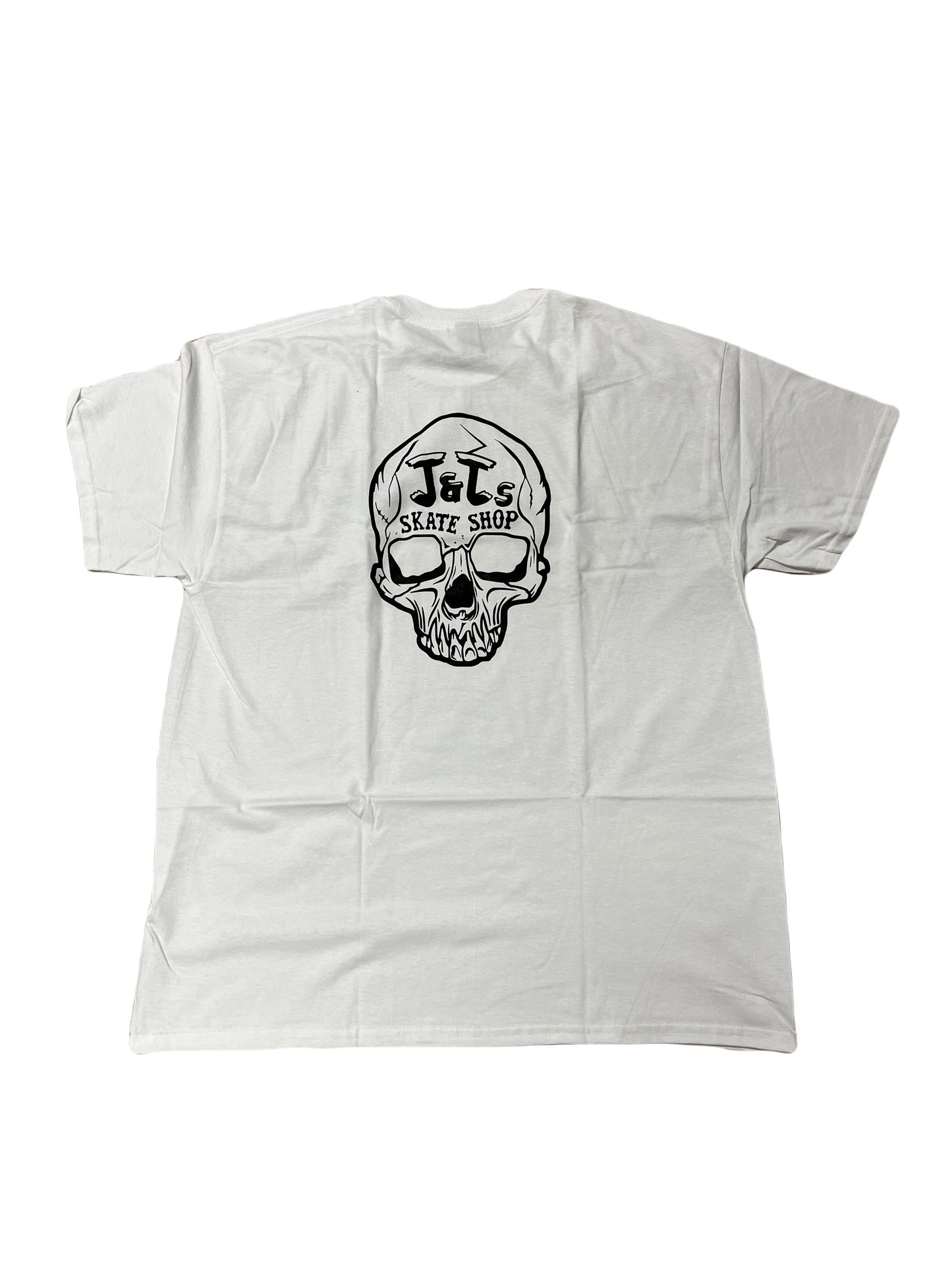 J and J's shop t-shirt skull white