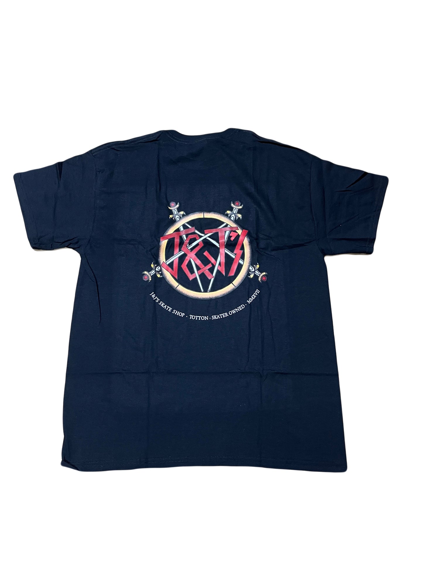 J and J's shop t-shirt Slayer logo
