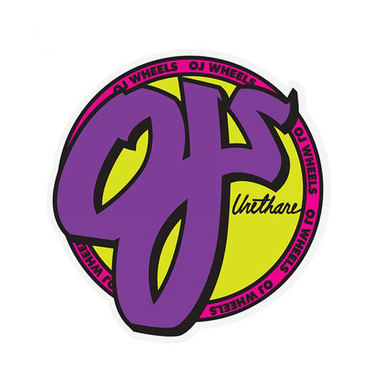 OJ wheels purple/pink/yellow Mylar sticker