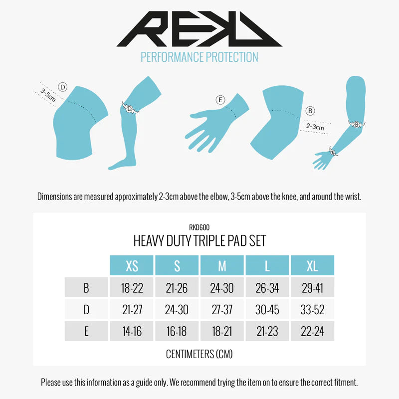 REKD Protection’s Heavy Duty Triple Pad Set size small, medium, large, x large
