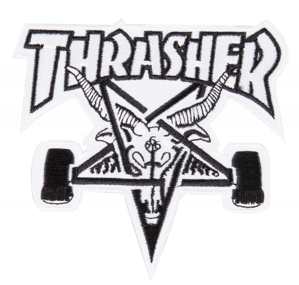 Thrasher patch skategoat white/black 4"