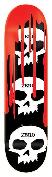 Zero Skateboard Deck 3 Skull Blood Black White Red 7.75"