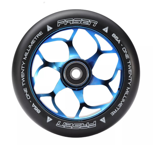 Fasen scooter wheels 120mm chrome or blue (burnt pipe)