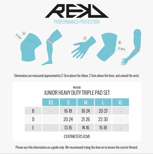 REKD Junior Heavy Duty Pad Set small, medium or large