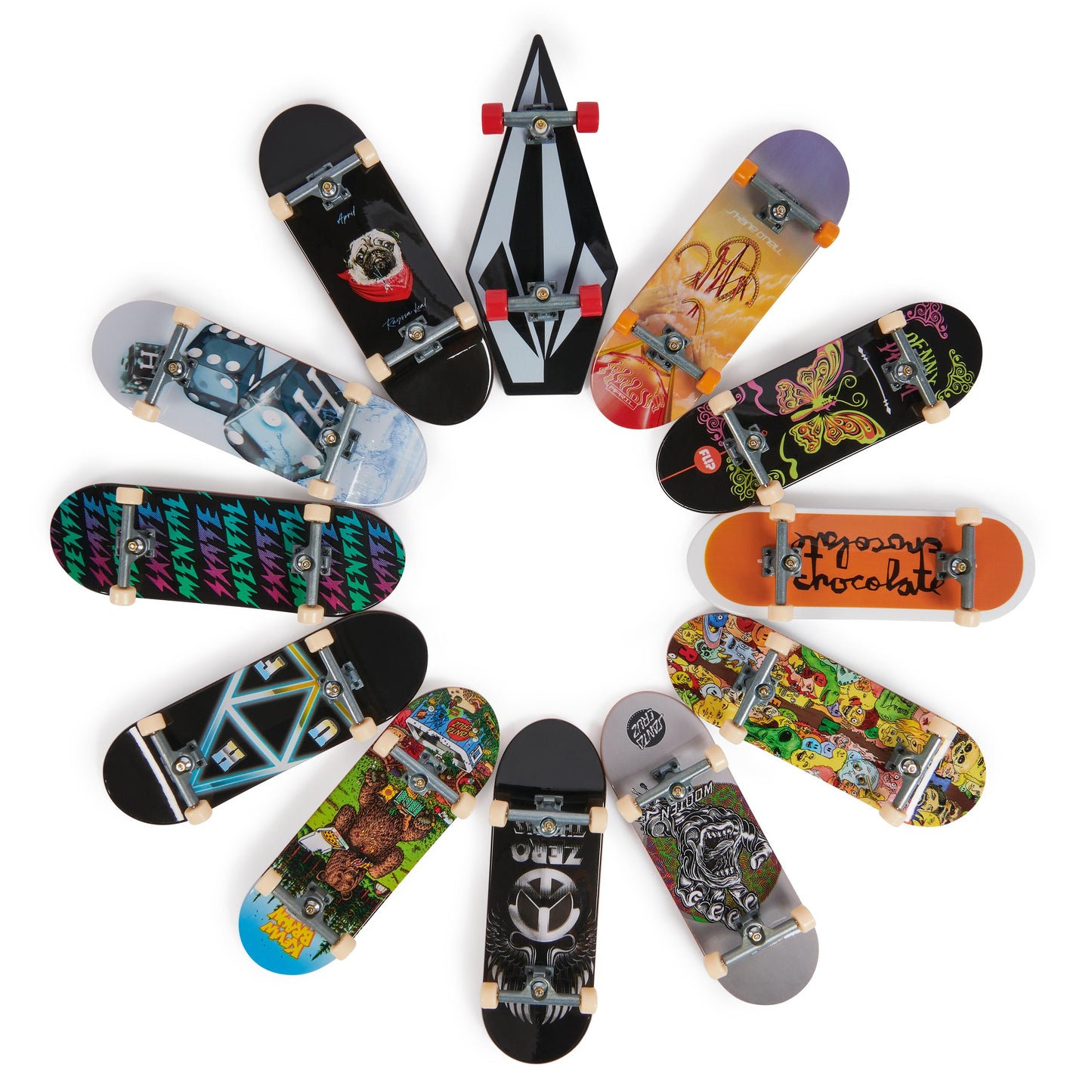 TECH DECK M49 Volcom shaped, Santa Cruz, Zero, Chocolate, Skate Mental, Huf, April, Baker