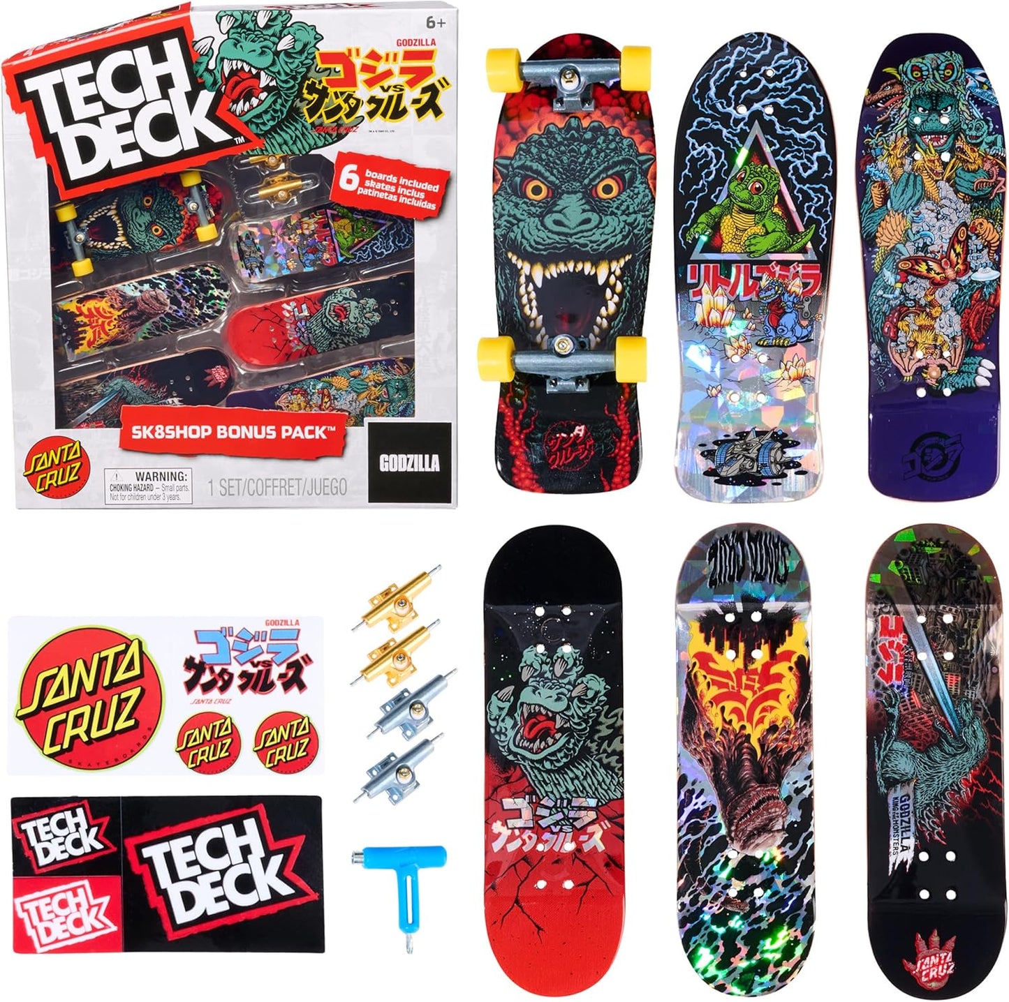 Tech Deck Godzilla Sk8shop Bonus Pack - 6 PK santa cruz