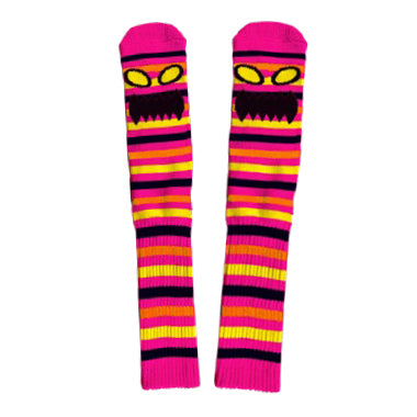 Toy Machine monster mini stripes socks neon pink