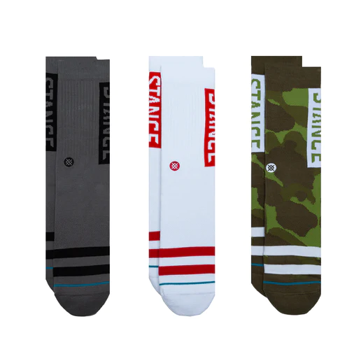 Stance 3 pack OG socks black/white, camo