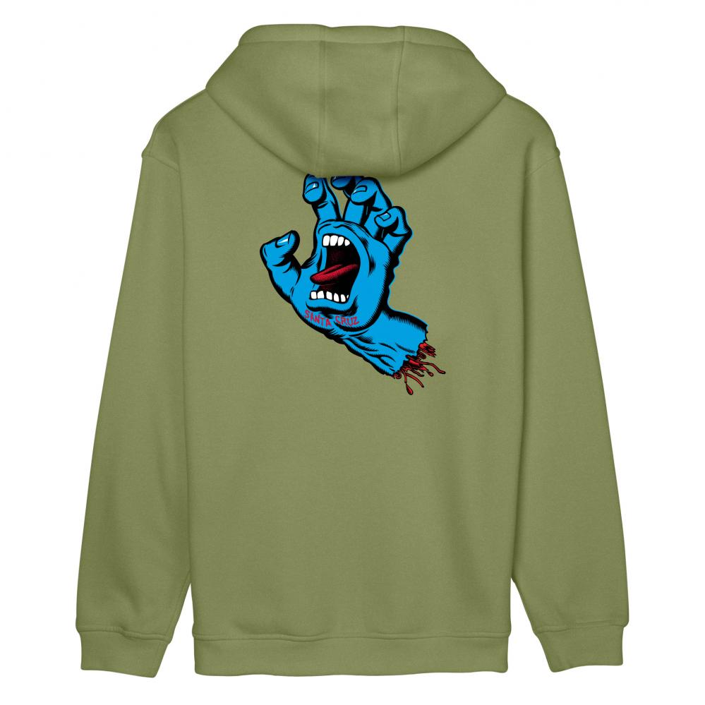 Santa Cruz Screaming Hand Chest Pullover Hoodie Iguana small, medium, XL