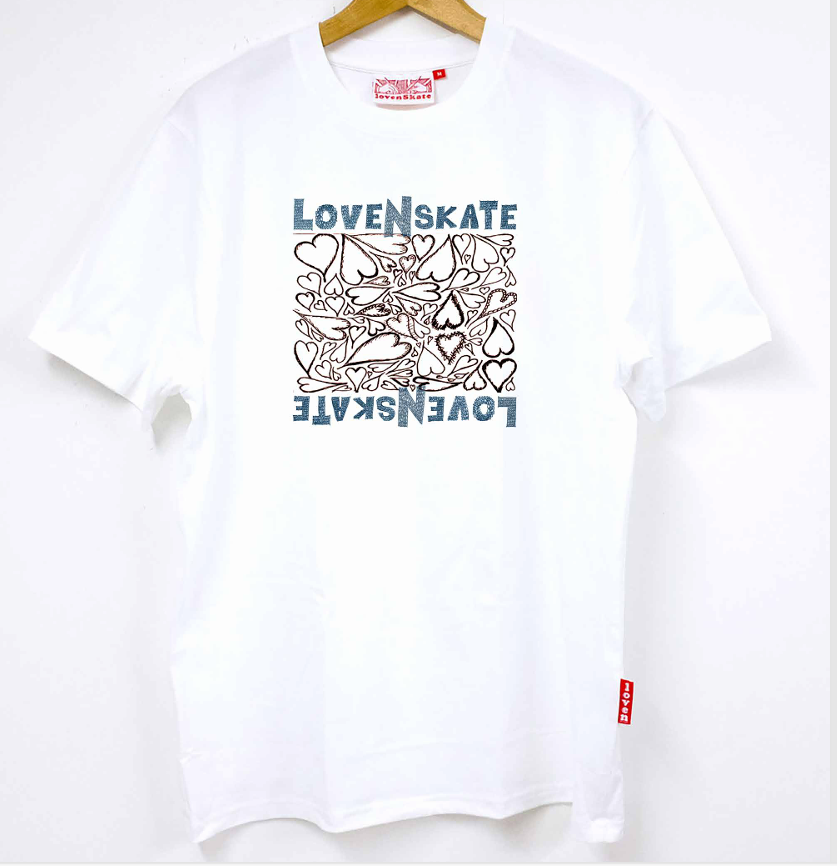 Lovenskate Scribble heart t-shirt white XL