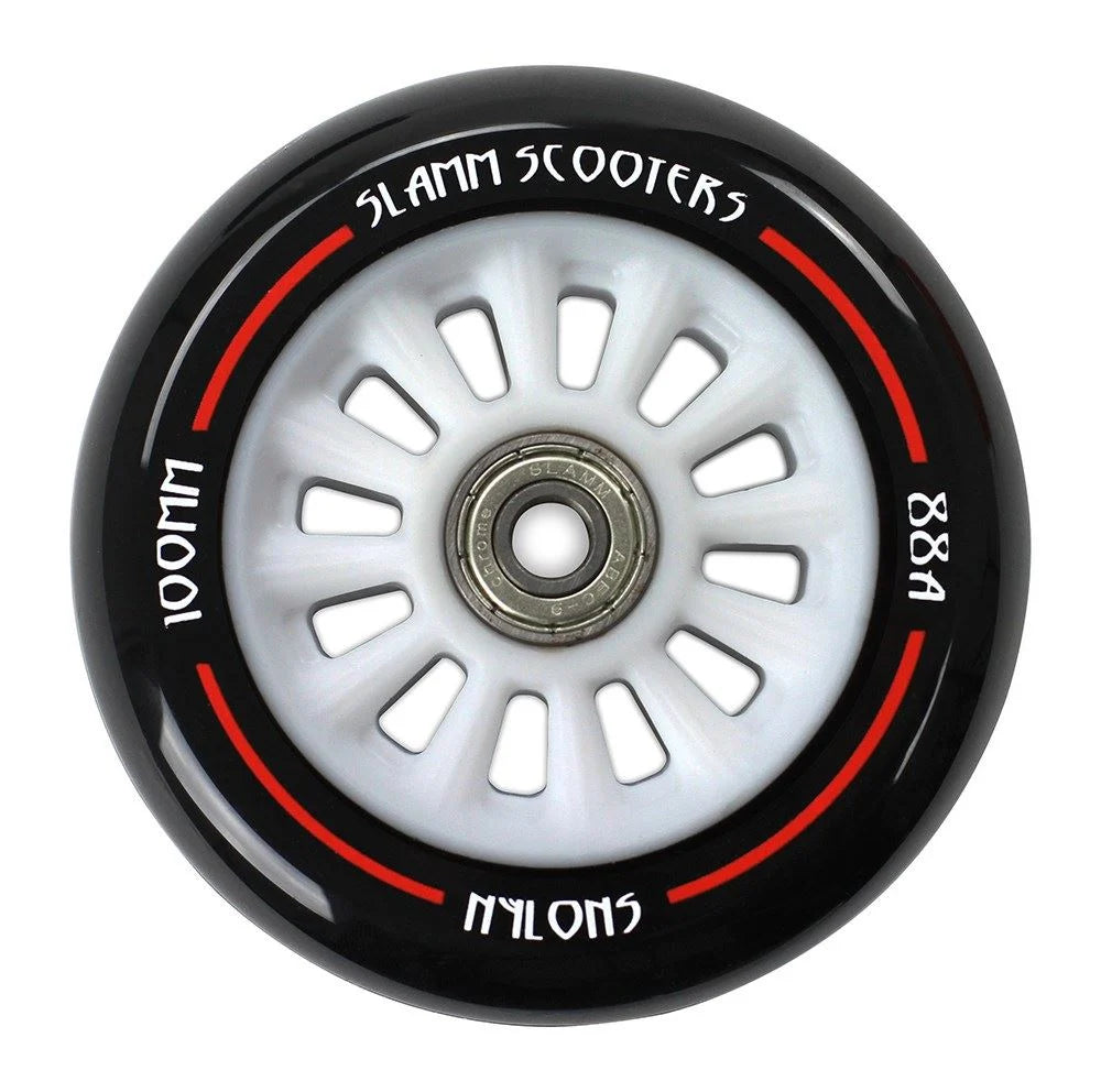 Slamm Scooter 100mm Nylon Core Wheels (pair) white/black