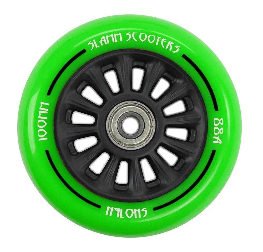 Slamm Scooter 100mm Nylon Core Wheels (pair) green