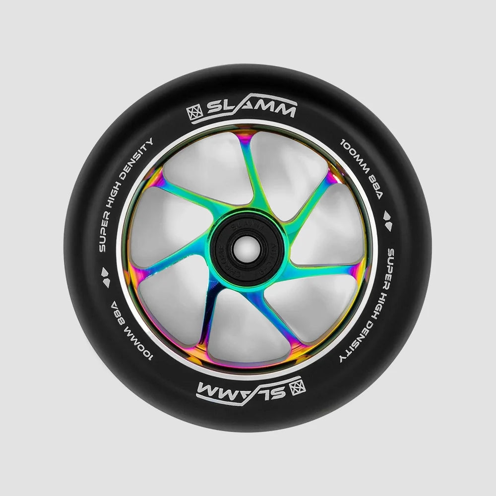 Slamm Team wheels 100mm Black/Neo Chrome pair of wheels