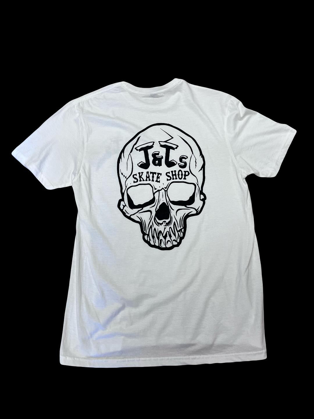 J and J's shop t-shirt skull white
